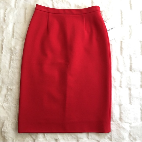 VALENTINO RED PENCIL SKIRT